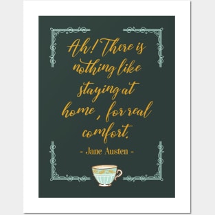 Stay at Home Jane Austen Blue Teacup Posters and Art